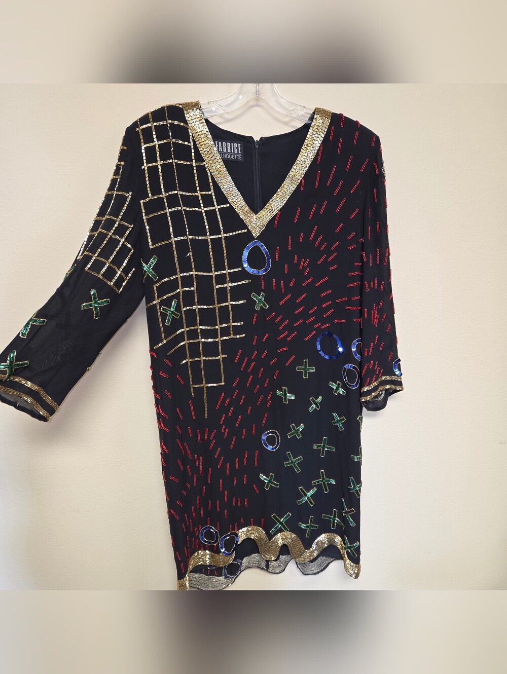 Fabrice Silhouette beaded dress from 80s Silk Sz 8